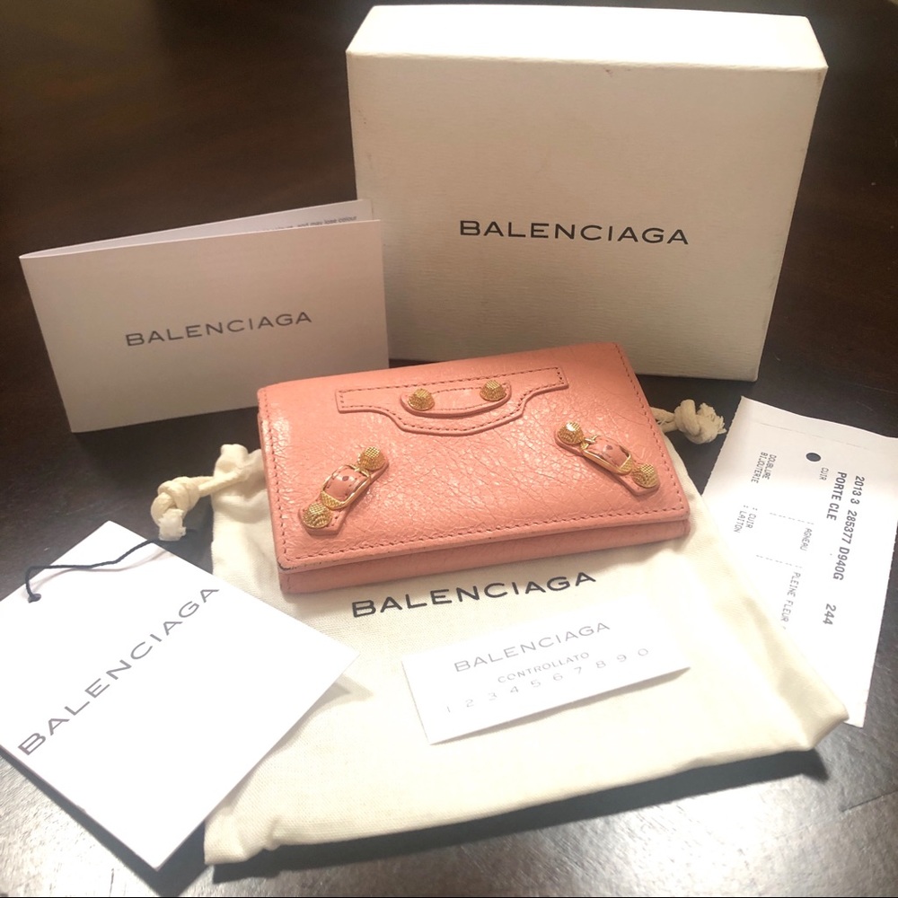 BALENCIAGA Studs Genuine Leather 6 keycase